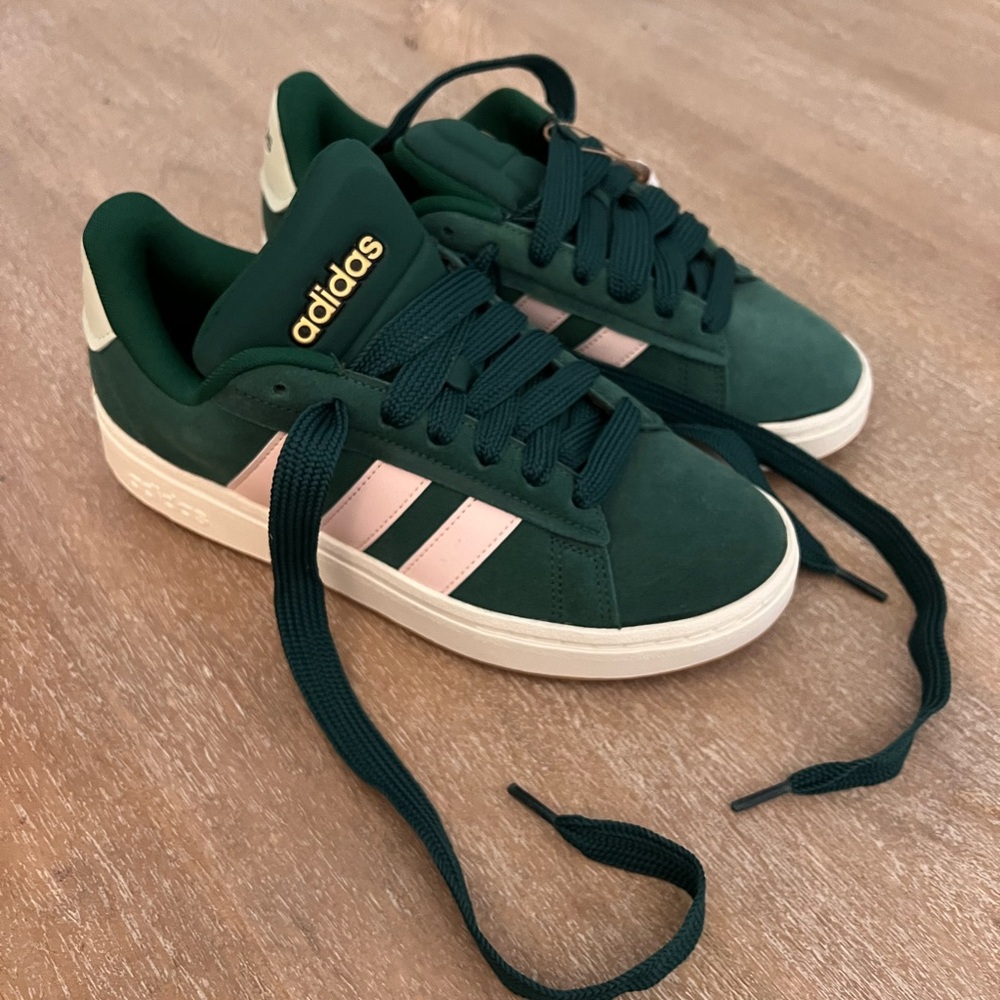 Adidas Forest Green and Soft Pink Sneakers